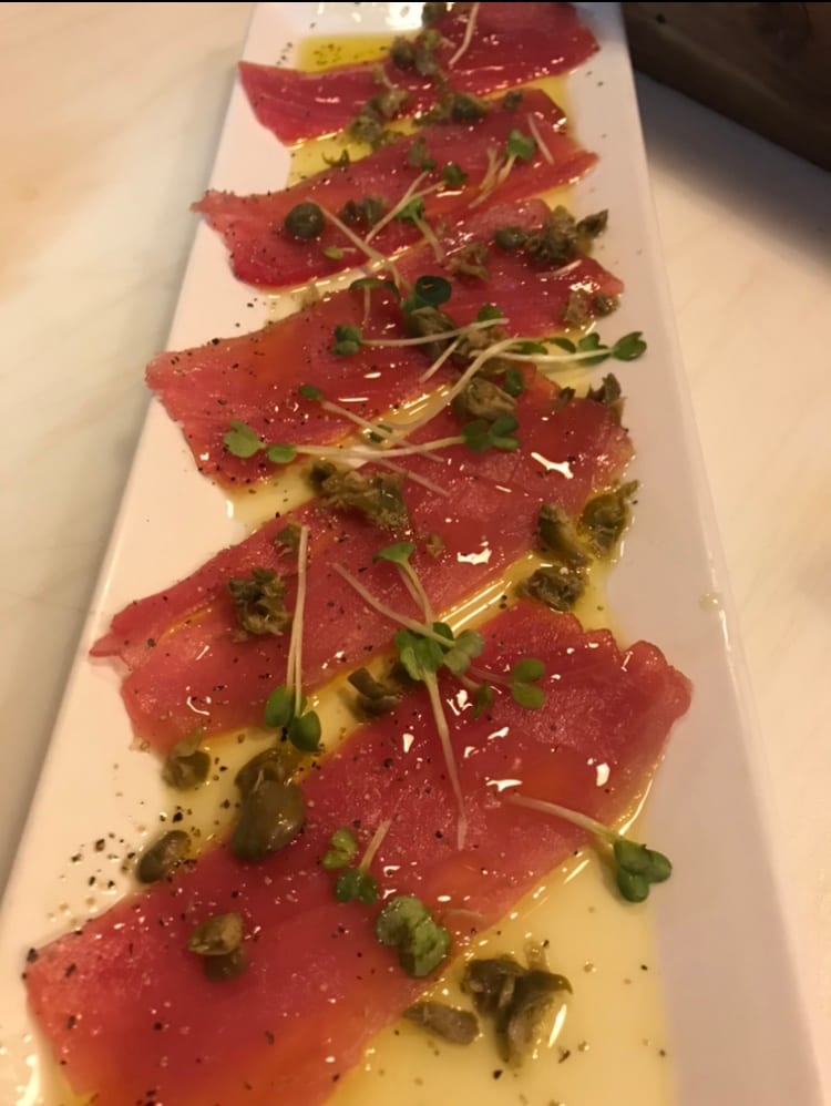 Blue Fin Tuna Carpaccio.