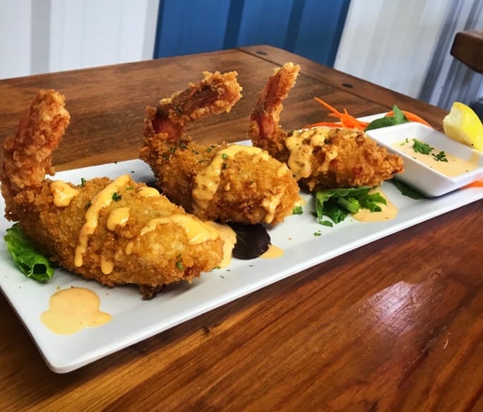 Crab Stuffed Wild Jumbo Prawns.